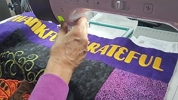 Babylock  Solaris 3 (Vision) Journey - Pumpkin pillow--Using the projector to add a letter