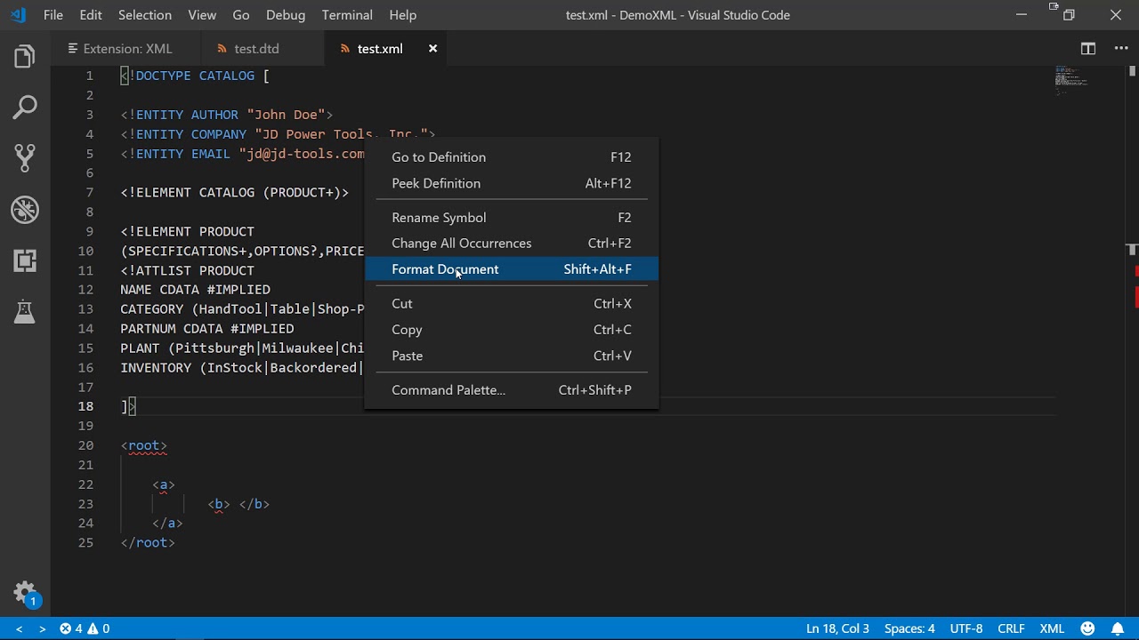 visual studio code formatting