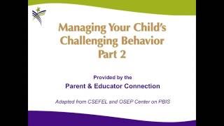 Managing Your Childs Challenging Behavior - Part 2