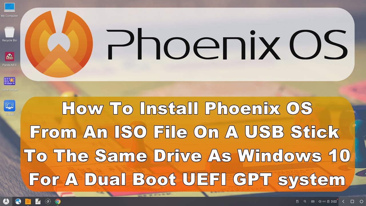 how to install phoenix os from usb using iso