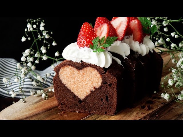 手作りパウンドケーキ、ツインハート プレゼントにどうぞ🎁】ハートのパウンドケーキ❤️ - YouTube