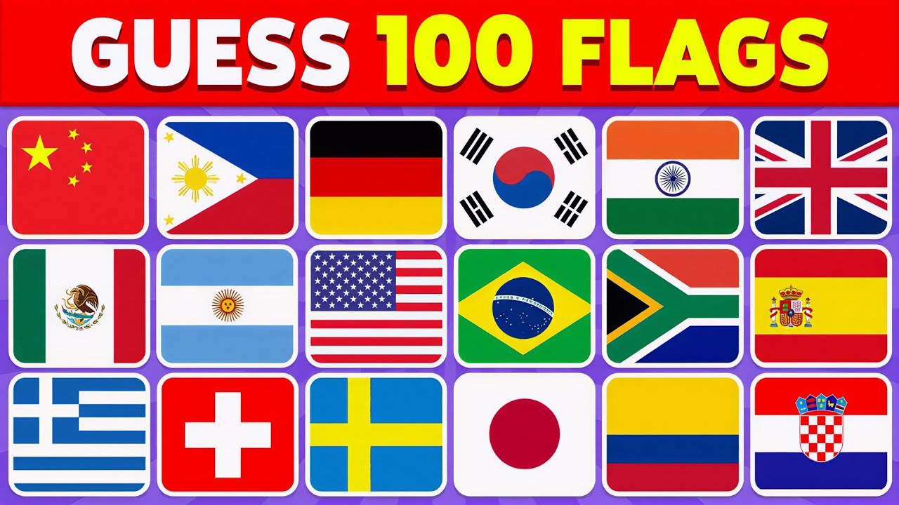 Угадай страны по флагу | Сможешь ли ты угадать флаг 100 стран? | Викторина 2025 🇺🇳