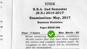 2017 Mdu BBA 2nd Sem Busienss Statistics Question Paper