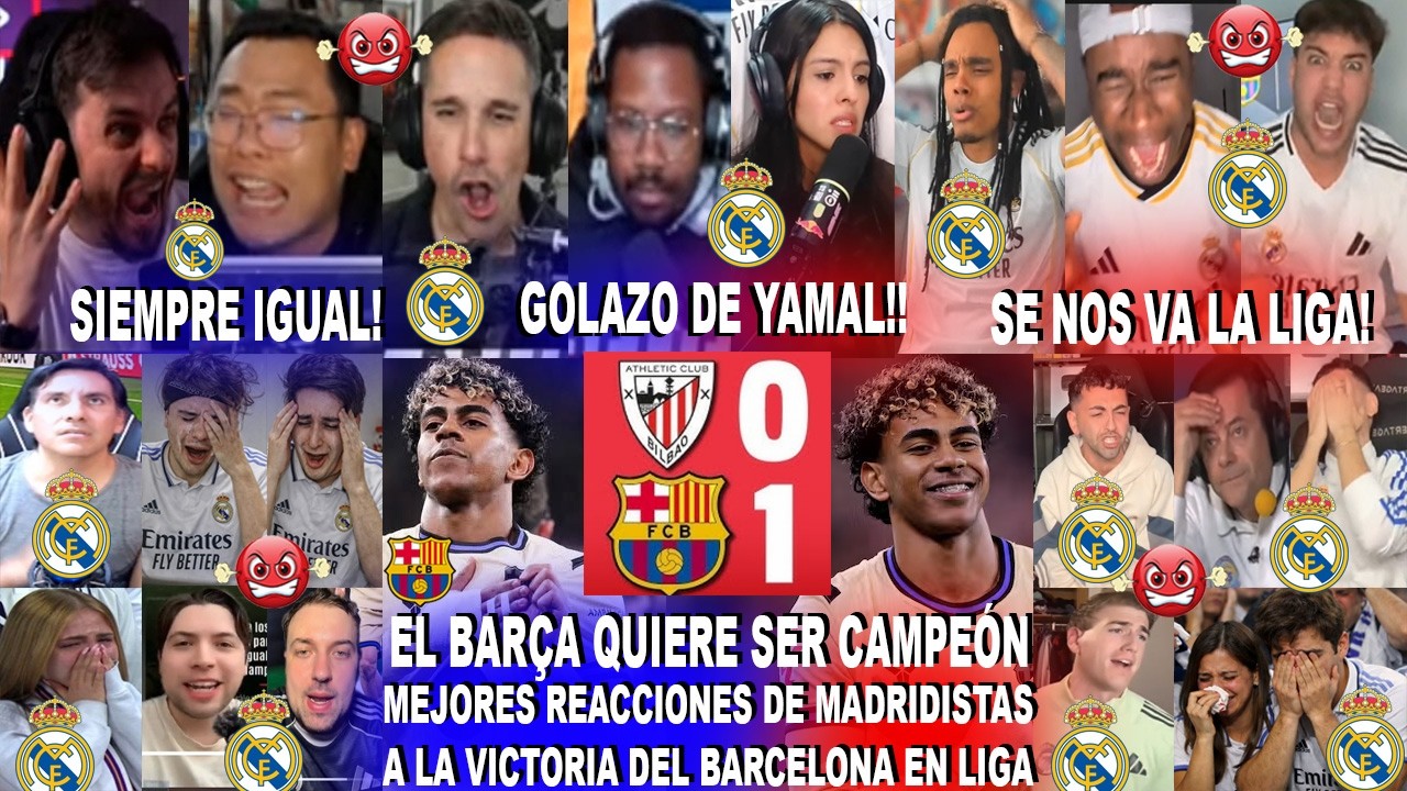 MEJORES REACCIONES DE MADRIDISTAS AL ATHLETIC CLUB 0-1 BARCELONA CON GOLAZO DE LAMINE YAMAL Y LÍDER