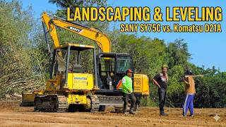Sany SY75C vs. Komatsu D21A: Huge Landscaping Project Coordination