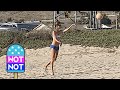 Alessandra Ambrosio Plays Volleyball In Own Brand Bikini &amp; Daisy Duke Shorts