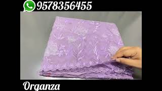 Soft organza full embroidery with applic work sarees/ For orders what's app 9578356455 screenshot 1
