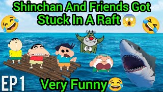 Shinchan And His Friends Got Stuck In A Raft😱! Got Very Funny😂 Raft Survival Ep 1🔥 screenshot 5