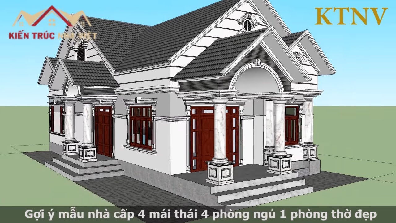 Mẫu Nhà Đẹp | Nhà Cấp 4 Mái Thái Đẹp Cho Nông Thôn | 4 Phòng Ngủ 1 ...