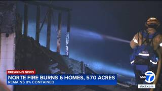 Norte Fire destroys 6 homes, injures 2 firefighters and forces evacuations in Orange County