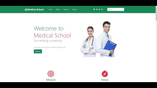 Complete Responsive Medical School Website Using HTML/Boostrap and JavaScript