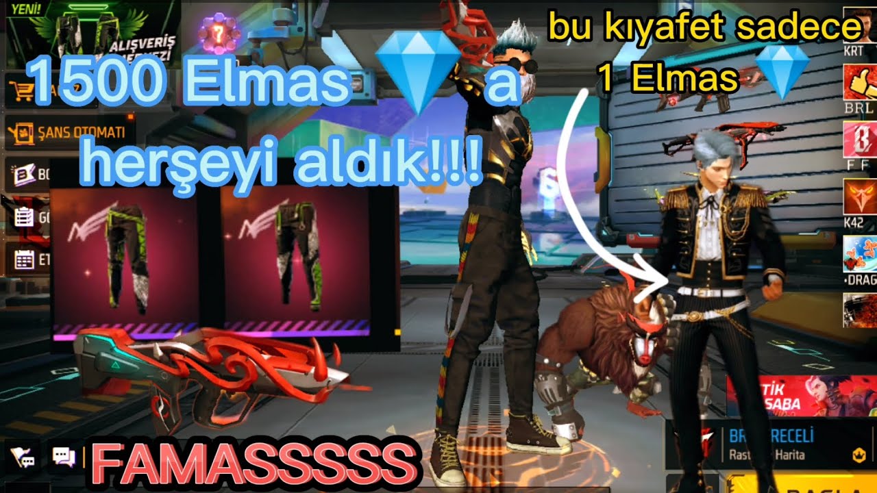 ELMAS HARCAMA 💎🤑💎 | 1 ELMASA BİR KIYAFET | HERŞEYİ ALDIK!!! #freefire #newevoguninfreefire #famasgun