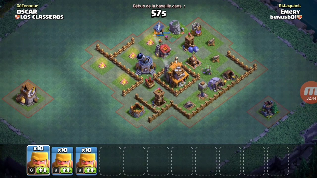 Attack clash of clan + basé des ouvrier - YouTube