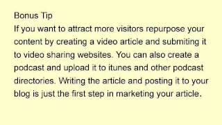 Full Article Marketing Strategies - Where Should You Post Articles First News