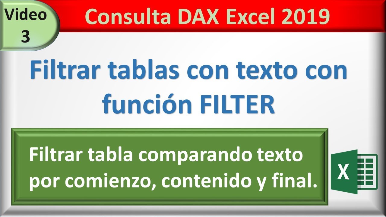03 DAX Excel 2019 filtrar tabla con texto con función FILTER YouTube