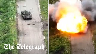 video: Watch: Russian tank destroyed by own landmine