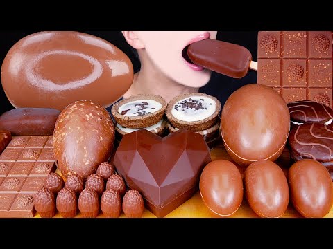 ASMR KINDER JOY FERRERO ROCHER MAGNUM CHOCOLATE ICE CREAM NUTELLA DESSERT MUKBANG 먹방 EATING SOUNDS