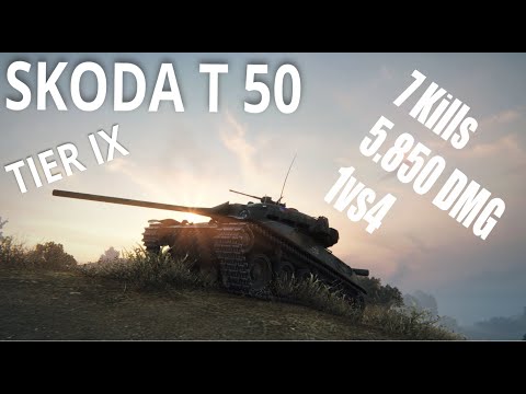 WOT Blitz - Škoda T 50 - 7 Kills 1vs4 5850 Dmg