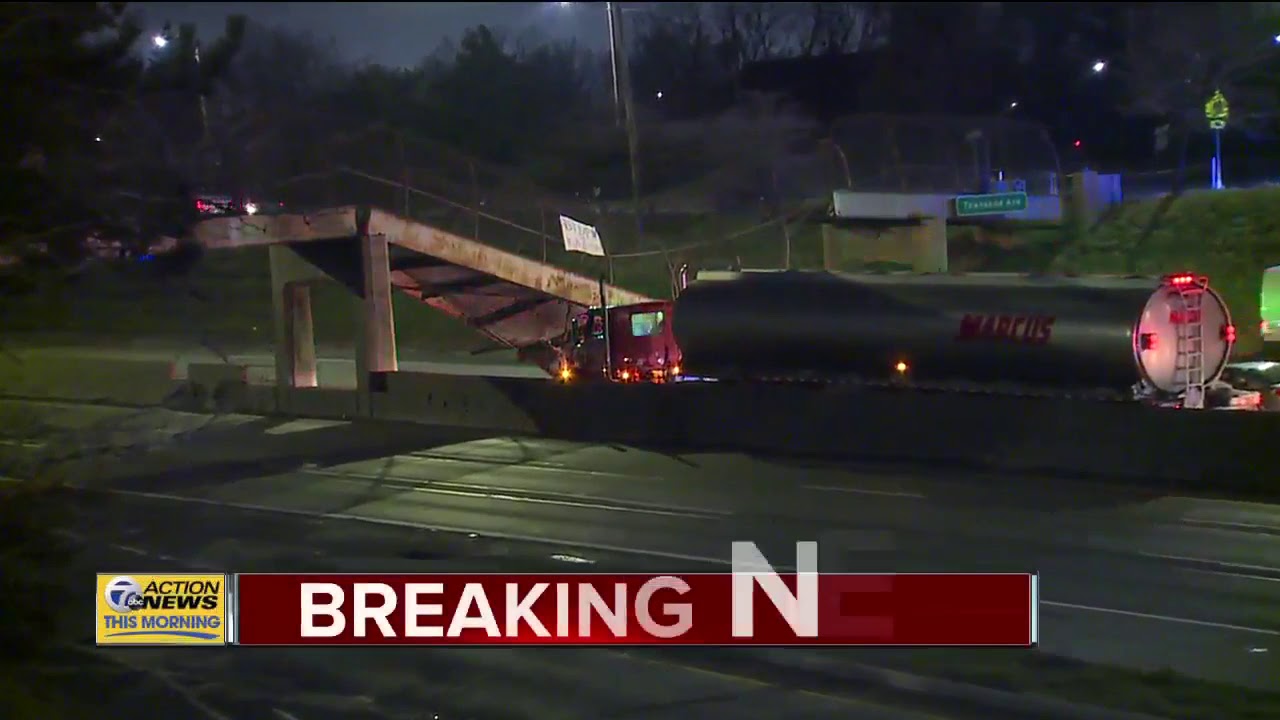 Pedestrian bridge collapse blocks off westbound I-94