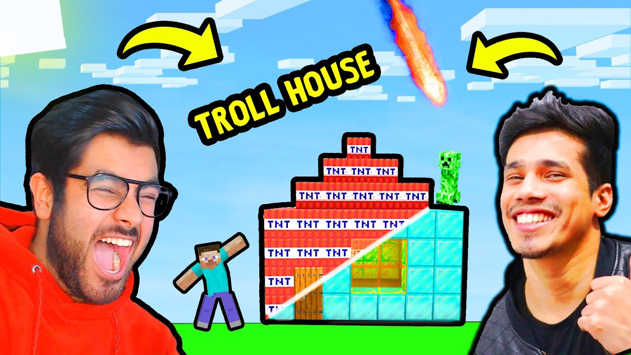 TNT House Trolling in Minecraft!!! | Ft.@GamerFleet | Hitesh KS