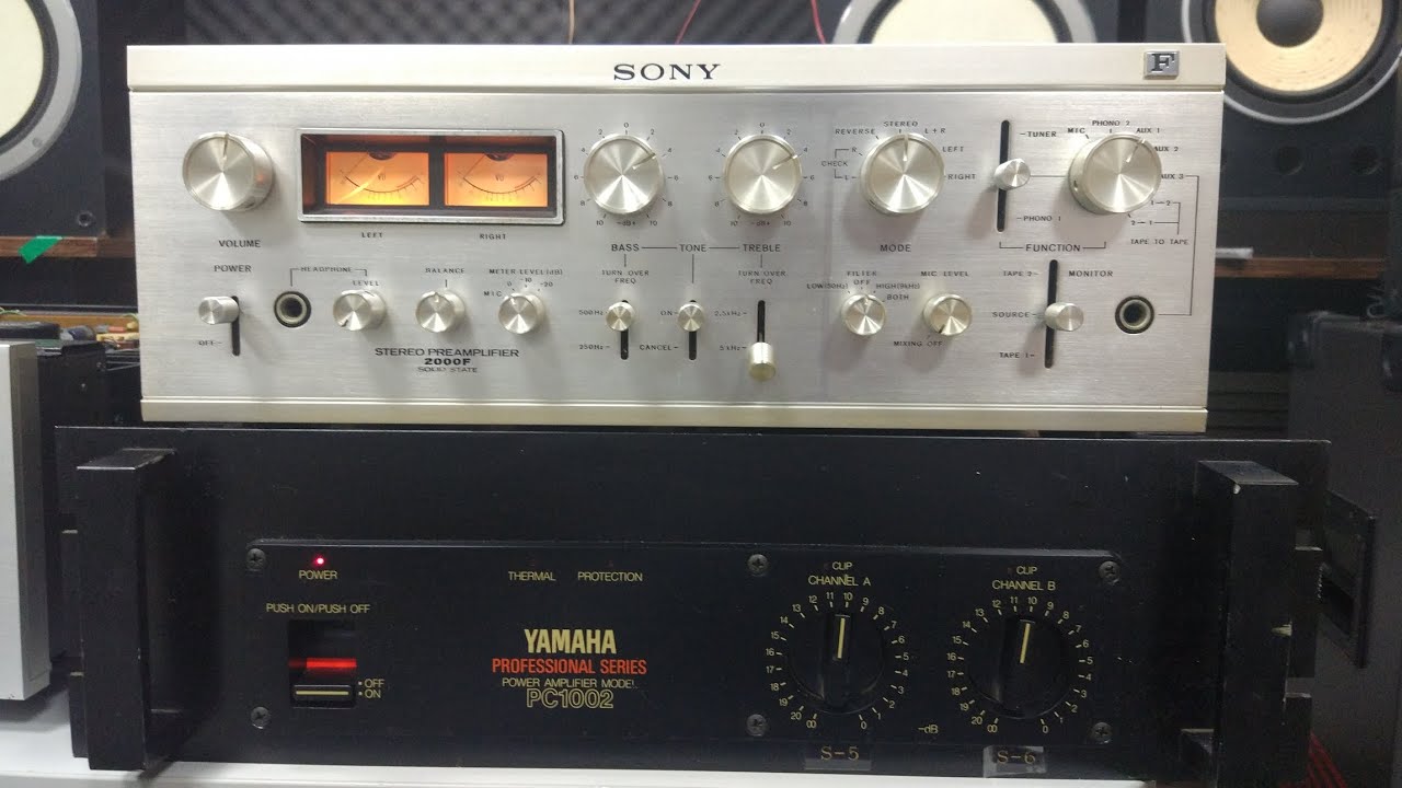 SONY pre amp 2000F + Yamaha PS-1002 power amp + TOA Pro acoustic (Japan)