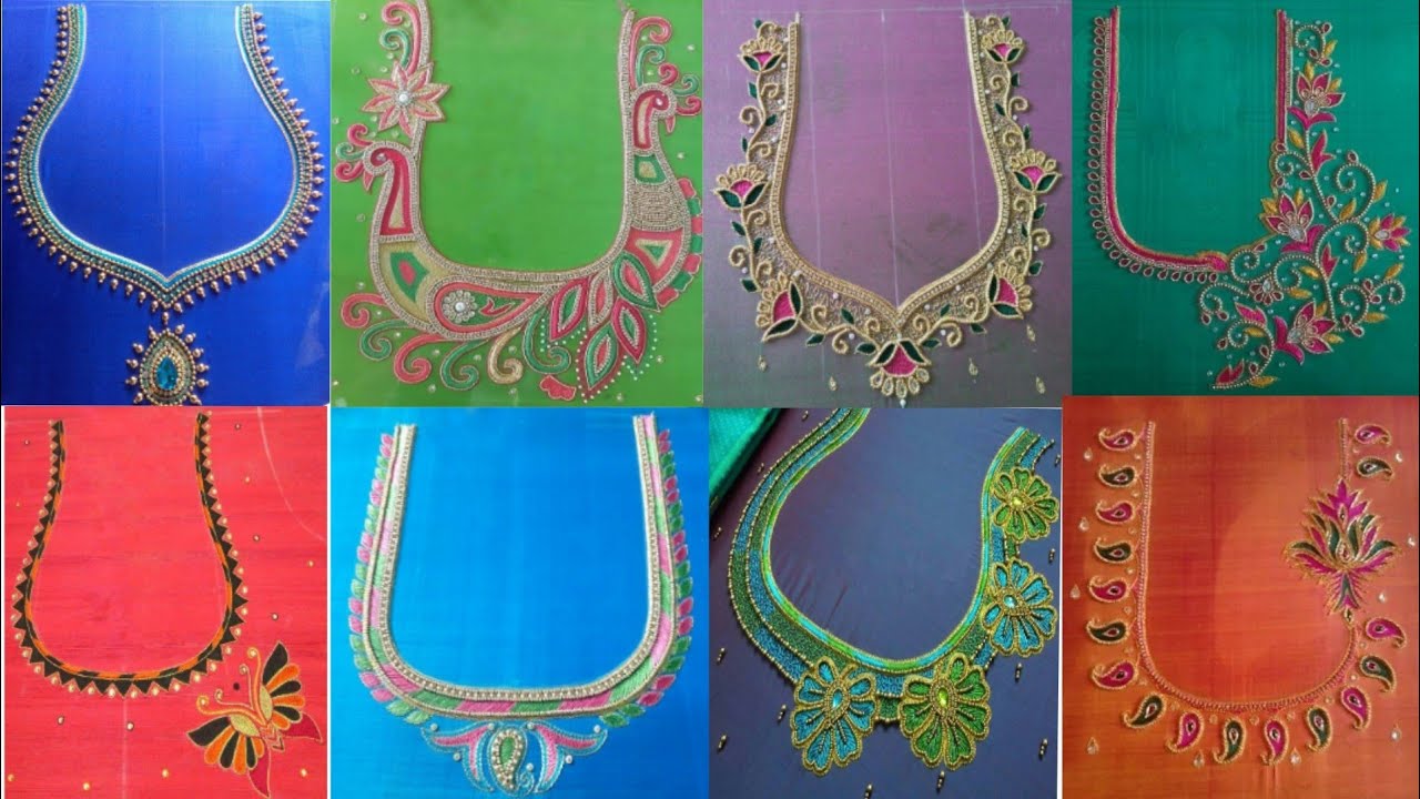 Simple aari work blouse designs - YouTube