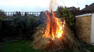 Pampas Grass Fire   rock on fire too!.MPG