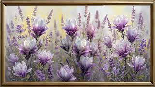 Magnolia & Lavender Frame TV Art | Elegant Floral Painting in 4K | Botanical Wall Decor