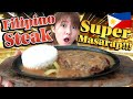 Trying Filipino Steak!!! Super Masarap!!! Japanese Girl So Surprised !