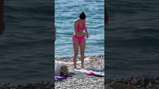 Nice France: Beach Walk with Stunning Views of Sunbathers and Swimmers