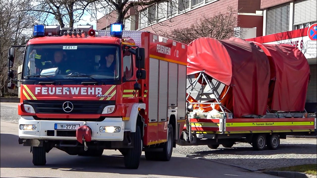 [ÖL auf GEWÄSSER] - Feuerwehr MÜNCHEN | Einsatzfahrt RÜSTWAGEN mit Anhänger Ölsperre & mehr!