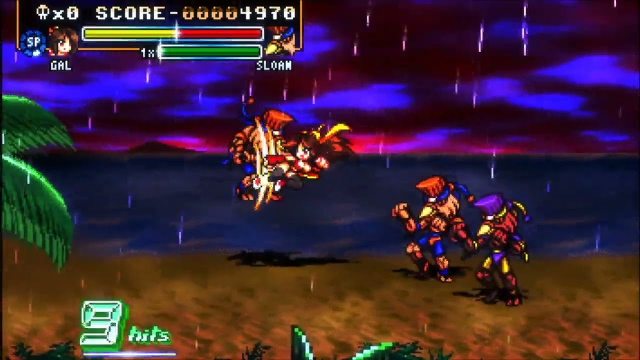 Fight'N Rage - Gal advanced throw combo - vs Rooster comboing away from other Roosters