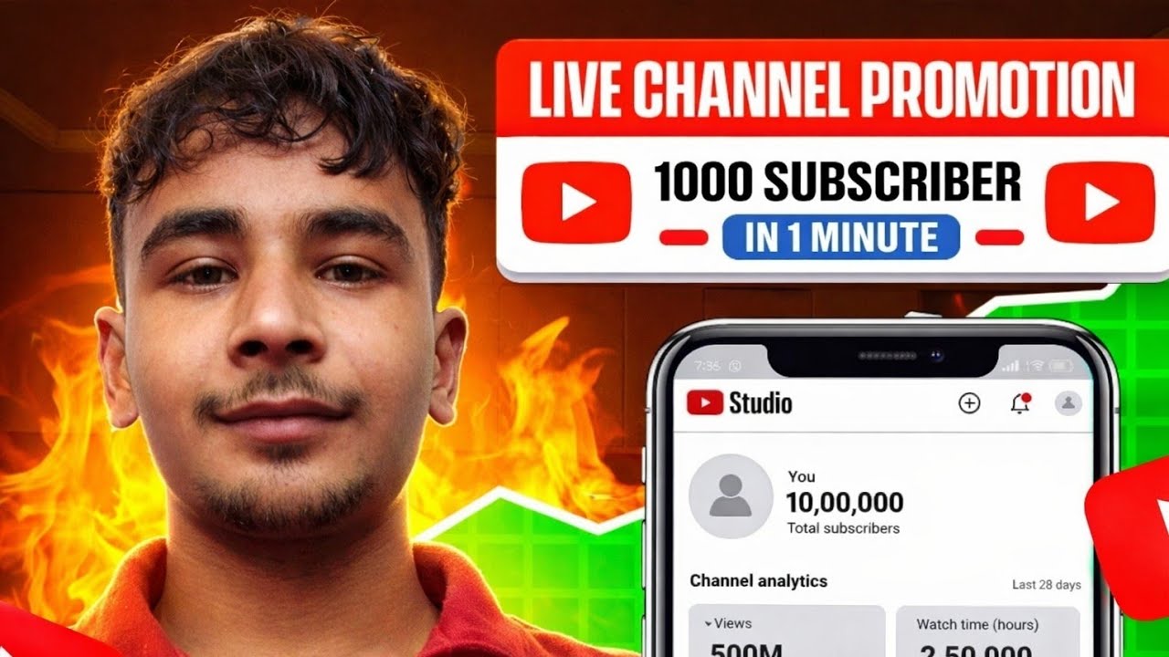 Get 🚀 500 Subscribe 🎁 Live promotion 🤫 || Free promotion #tech #freepromotion#Manojdey