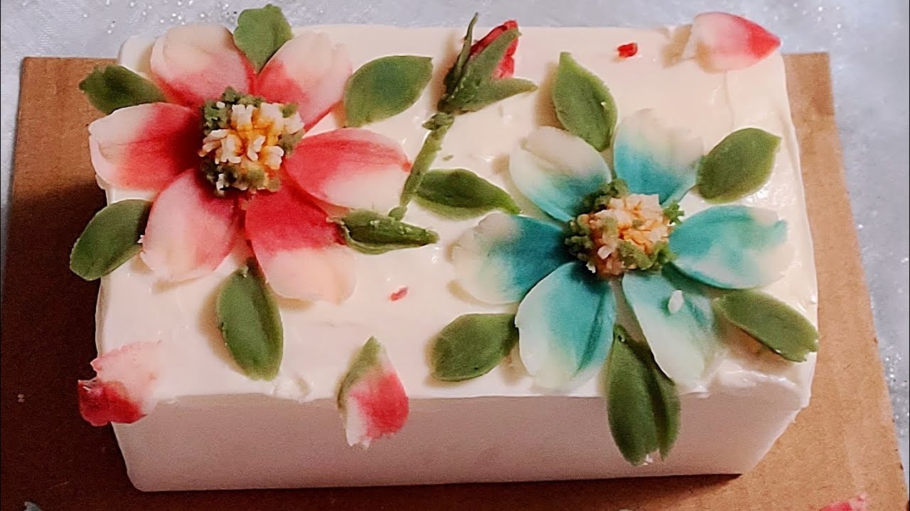 palette Knife Flower Cake tutorial painting art cake YouTube