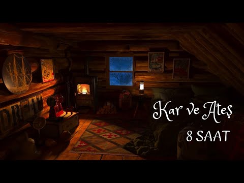 Kış Ambiyansı, Şömine ve Kar Fırtınası - Huzurlu Bir Sığınak (Fireplace and Winter ASMR)