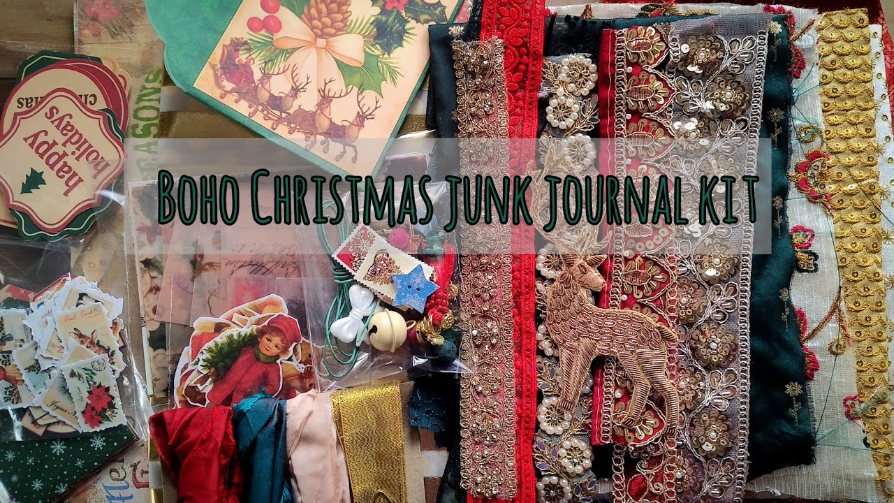 New Boho Christmas junk journal kit | 120+pcs | boho needs