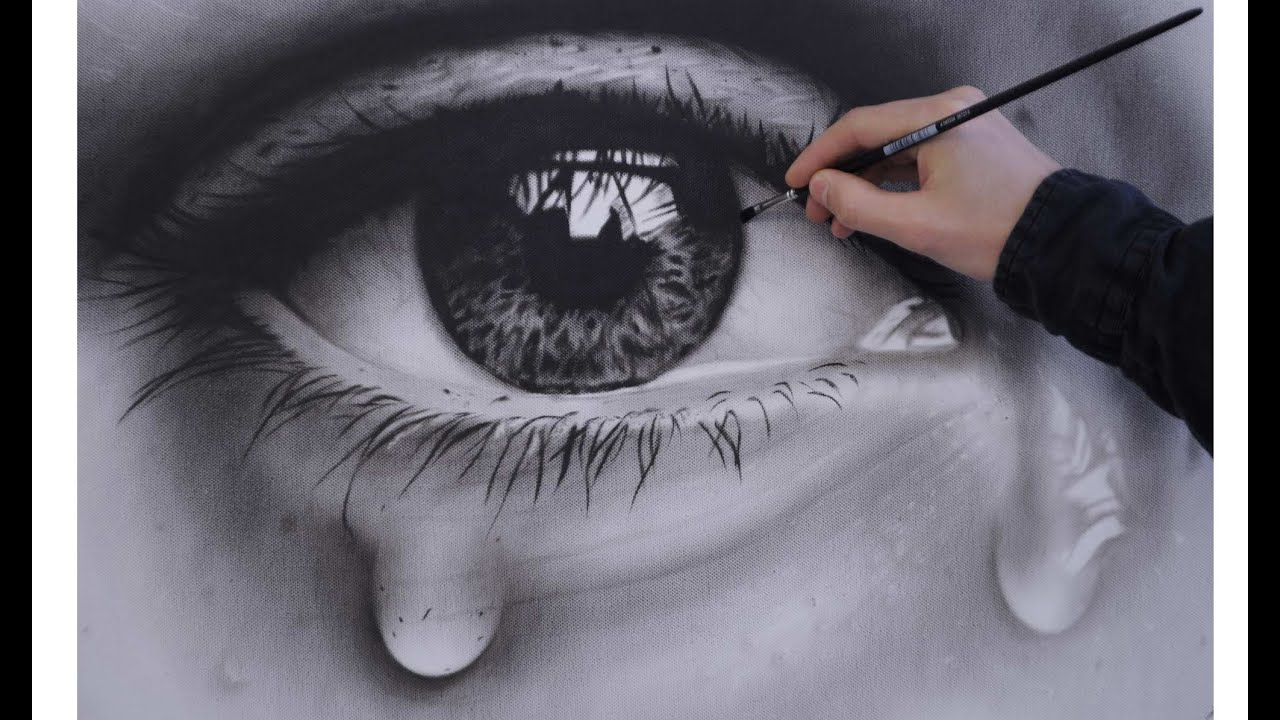 How To Draw A Realistic Eye With Teardrop Speed Painting Youtube