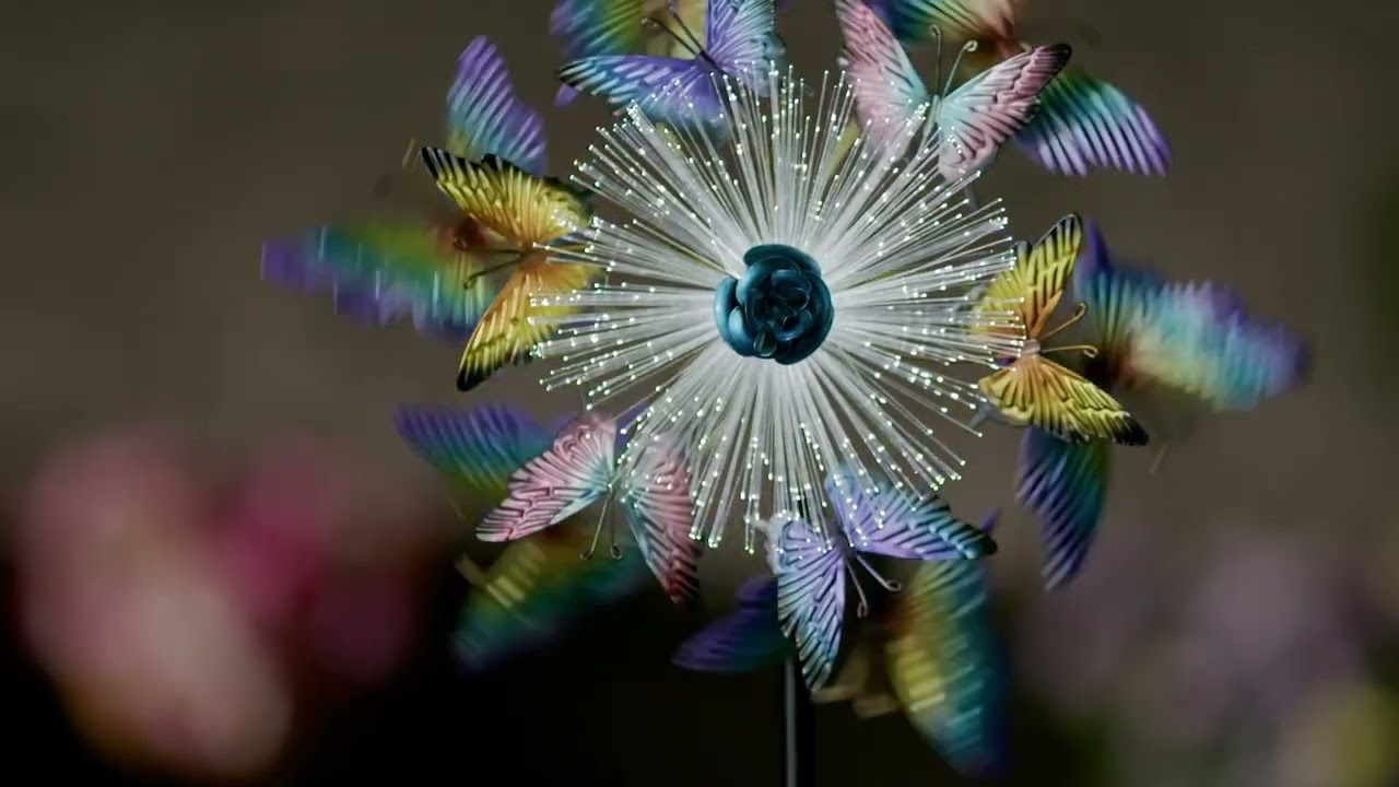Solar Fiber Optic Butterfly Wind Spinner (2SP8558)