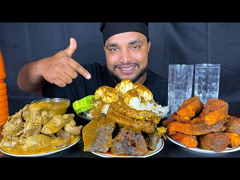 SPICY MUTTON LUNGS CURRY, FISH FRY, CHICKEN LIVER CURRY AND EGG CURRY WITH RICE EATING SHOW, MUKBANG