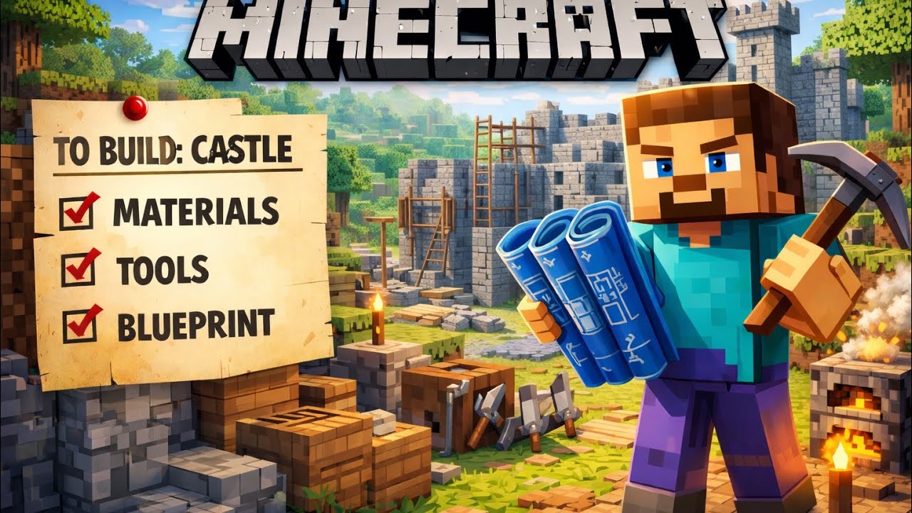 Minecraft survival / voorbereiding kasteel