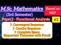 Convergent Sequence | Cauchy Sequence | Complete Space | Important Theorems with proof | M.Sc.Maths