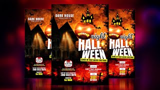 Halloween night flyer design in Photoshop for beginners | Party flyer design