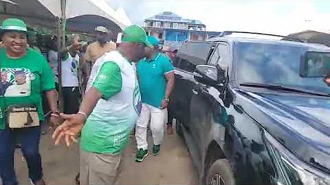 PRESIDENT MAADA BIO, FIRST LADY FATIMA BIO AND THE SLPP CAMPAIGN TEAM ARRIVE IN MASIAKA