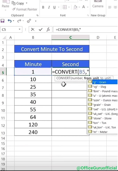 Convert Minutes to Seconds #Shorts #excel #OfficeGuruofficial # ...
