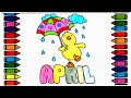 Hello APRIL colouring | kids colors page | coloring for kids | April coloring drawing