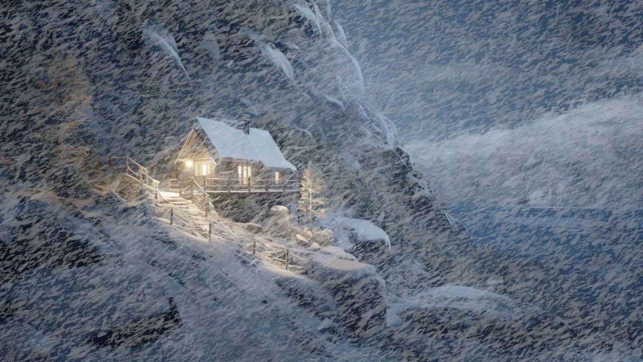 Freezing Winter Storm at a Cozy Log Cabin | Howling Wind & Strong Wind ...