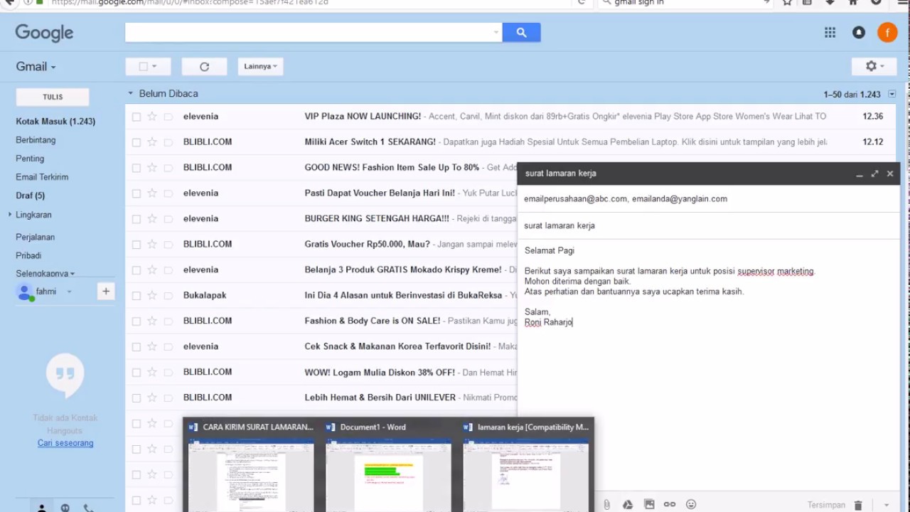 Cara Buat Dan Kirim Surat Lamaran Kerja Via Email Youtube