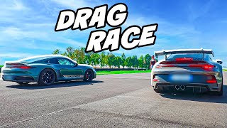 PORSCHE CARRERA S vs PORSCHE GT3 DRAG RACE. Cheaper and faster?