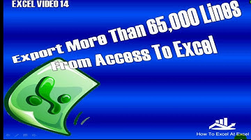 Excel Tip - Export More Than 65000 Lines From Access To Excel
