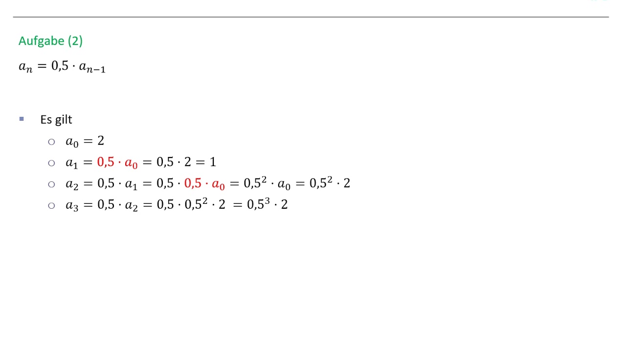 Aufgabe zur Umwandlung von rekursiven in explizite Folgen - YouTube